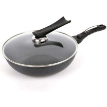 32cm Non Stick Frying Pan with Glass Lid, Aluminum Alloy Induction Cookware for Gas Cooking