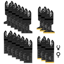 18Pcs Titanium Oscillating Tool Blades Set for Wood Metal Plastic, Universal Quick Release Saw Blades
