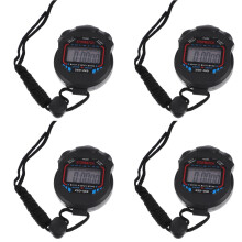 Eease 4pcs Digital Professional Handheld Stopwatch Sports Chronograph Timer with Alarm Feature for Kids Runner Sports Fitness and Referees