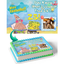 Cakecery Sponge What's Bob Funnier Than 24 25! Photo Frame Edible Cake Image Topper Birthday Cake 1/4 Sheet