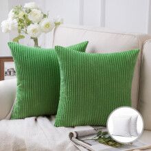 Phantoscope 18" x 18" Modern, Contemporary, Transitional Green Striped Polyester Throw Pillow , ( 2 Count)
