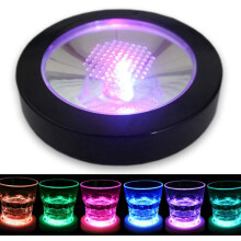 LINLIN LED Coaster Light Up Cup Mat, Round Luminous Mat for Beer, Wine, Glass, Bottle - Perfect for Home, Party, Club, Bar (Compatible with standard