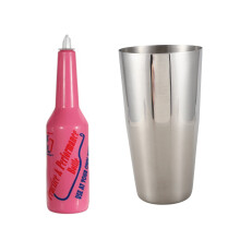 2 Pcs Mixer Shake Beverage for Flair Bartenders Cocktail Shaker, Silver & Pink