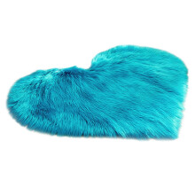 Begine Clearance Love Faux Wool Carpet 40x50cm Dark Blue, compatible with wool imitation sheepskin rugs, non-slip shaggy fur bedroom mat,