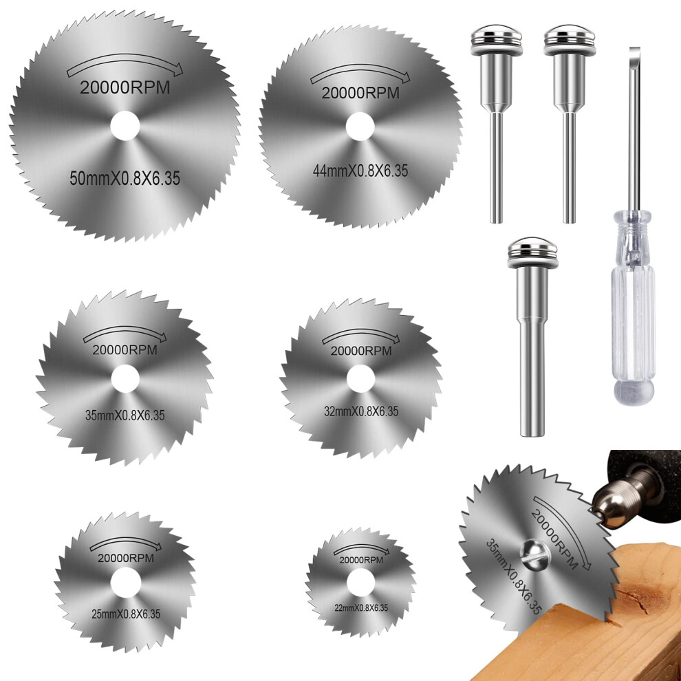 Saw Blades Hss Cutting Discs Set For Dremel Wood Metal Plastic With Mandrels 6Pcs 9070919720437