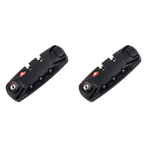 2pcs Customs Lock Zipper Bags Fixed Lock Fixed Safety Lock TSA007 Authentication Password Lock Black