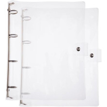 2PCS Clear A4 Binder Covers 6-Ring PVC Plastic Compatible with A4 Loose Leaf Refills 12.4x10.4x1.18" Snap Closure