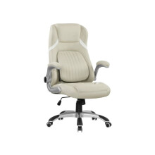 Linen-Look Office Chair, with Adjustable Height and Tension - Beige