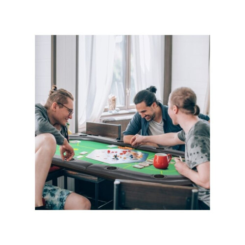Foldable Poker Mat, 10-Player Table Top with Cup Holder, Carry Bag - Green 1