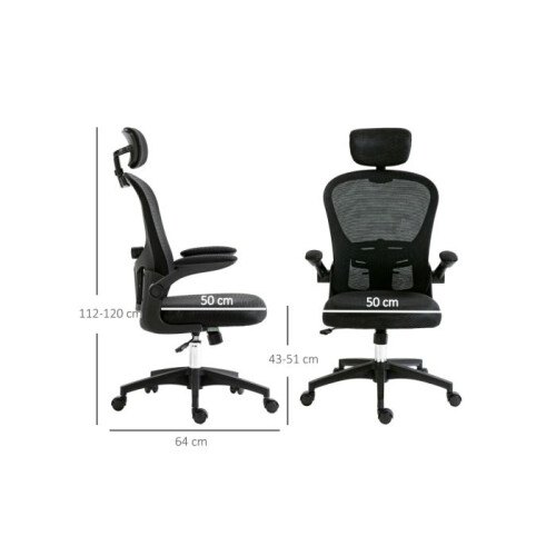 Multi-Adjustable Office Chair, with Lumbar Support, Headrest and Mesh Back - Black 2