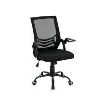 Mesh Office Chair, Computer Desk Chair with Flip-up Armrests, Lumbar Back Support and Swivel Wheels, Black