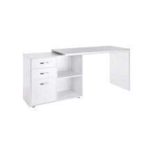 L-shaped computer desk, reversible home office desk with drawers, study desk, dimensions 117 x 83.5 x 76 cm, white