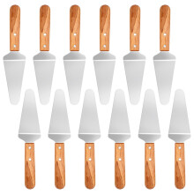 12 Pcs Stainless Steel Pizza Server with Wooden Handle, Pie Server Spatula for Cake and Dessert