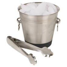 Stainless Steel Ice Bucket And Tongs Set Wine Cooler Chiller Pub Party Bar Décor