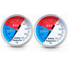 BBQ Grill Thermometer Gauge 2 Pack Stainless Steel Waterproof Smoker Temperature Gauge 2 Inch Dial