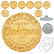 Christmas Cookie Stamp with Custom Family Name Cutter for Wedding and Holiday Baking
