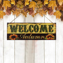 Kiplyki Wholesale Fall Ornament Welcome Sign Decorative Vintage Wall Hanging Home Garden
