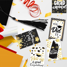 HKUKY 12 PCS Graduation Season Message Card,Graduation Cards Assortment, Black And Gold, Congratulations Grad With Envelope