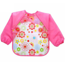 Jygee Wuderland Lovely Baby Bibs, Long Sleeve Waterproof Feeding Smock for Infants & Toddlers, Small Red Flowers Design