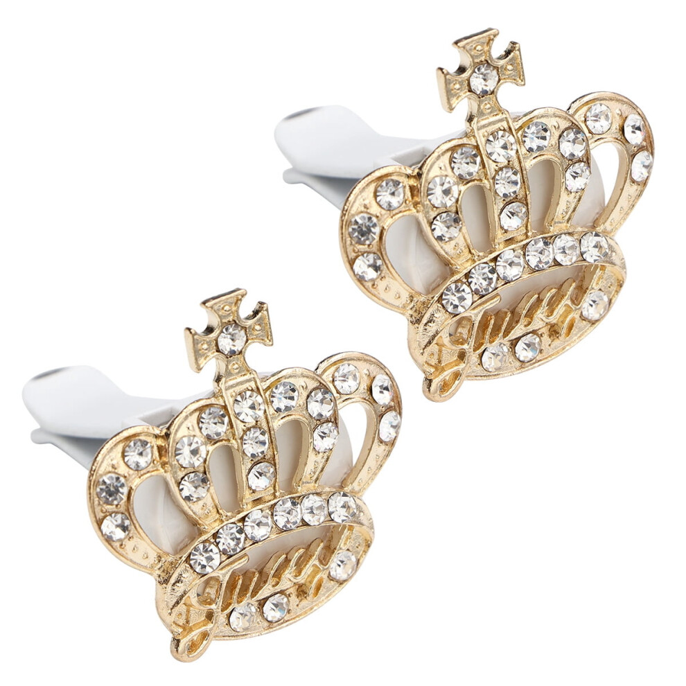 Guangmc 2Pcs Rhinestone Crown Shape Car Perfume Clip Sparkling Aromatherapy Diffuser Auto Dashboard Decoration Gift For Car (Golden) Golden 9377112473741