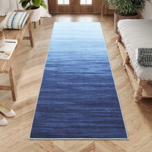 Haperlare Abstract Runner Rug Soft Washable Rug Non-Slip Contemporary Carpet, 2' x 6' Blue