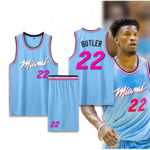 Jimmy Butler Miami Heat No. 22 Basketball Jersey - City Edition Blue, Adult 2XL (170-175cm), compatible with WELLNGS