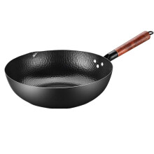 Cast Iron NonStick Wok Pan with Lid for Gas and Induction Stove, Easy Clean Stir Fry Skillet