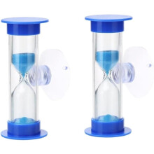 2Pcs Blue 2 Minute Toothbrush Timer with Strong Suction Cup for Kids Bathroom Sand Clock