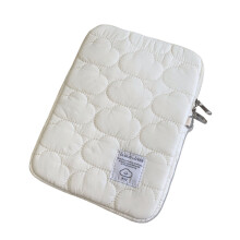 1114 Inch White Quilted Laptop Sleeve with Soft Protection and Compartments for Women