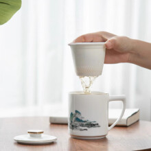 Chinese Tea Set 380ml Heat Resistant Porcelain Kung Fu Style with Automatic Teapot