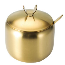 Stainless Steel Sugar Bowl with Lid and Heart Spoon, 430ml Dishwasher Safe Gold Finish for Kitchen