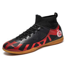 (black, 37) Unisex High-Top Indoor Flat-Soled Futsal Shoes, Anti-Slip Breathable Wear-Resistant Five-A-Side Training Cleats