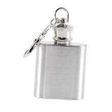 Stainless Steel Pocket Hip Flask 1oz Mini Travel Whiskey Bottle with Keychain Leakproof Lid