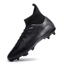 (black, 44) Unisex High-Top Soccer Shoes, 4 Colors Available, FG/TF Studded Sole for Professional Training