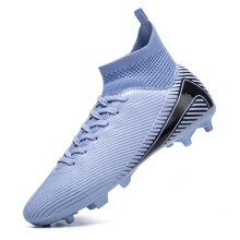 (Blue, 38) Unisex High-Top Soccer Shoes, 4 Colors Available, FG/TF Studded Sole for Professional Training