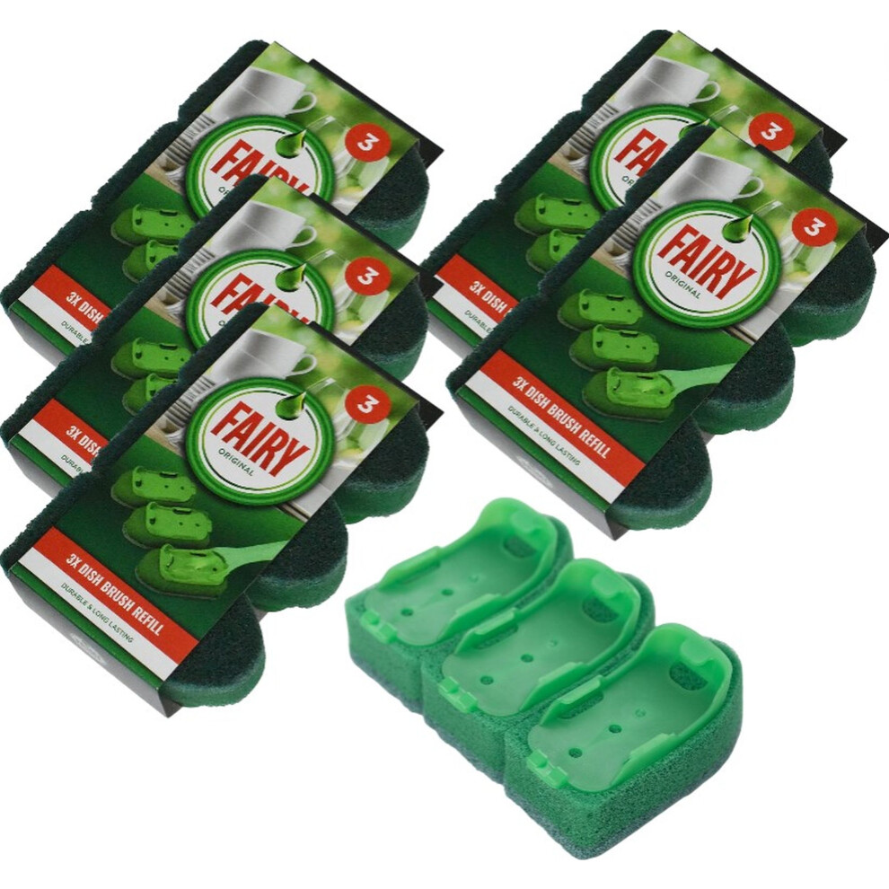 Fairy 18 Dish Brush Refill Pads Replacement Washing Up Soap Heads