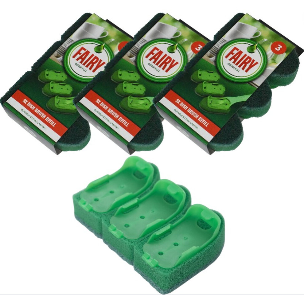 Fairy 12 Dish Brush Refill Pads Replacement Washing Up Heads