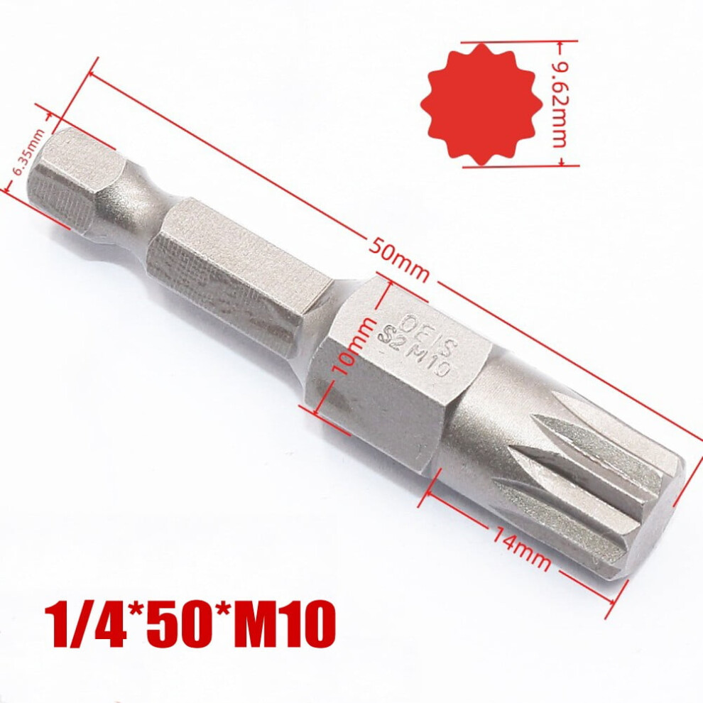 50Mm 12 Point Torx Screwdriver Bit 6.35Mm Hex Shank Magnetic M4-M-12 Optional 9377112475363