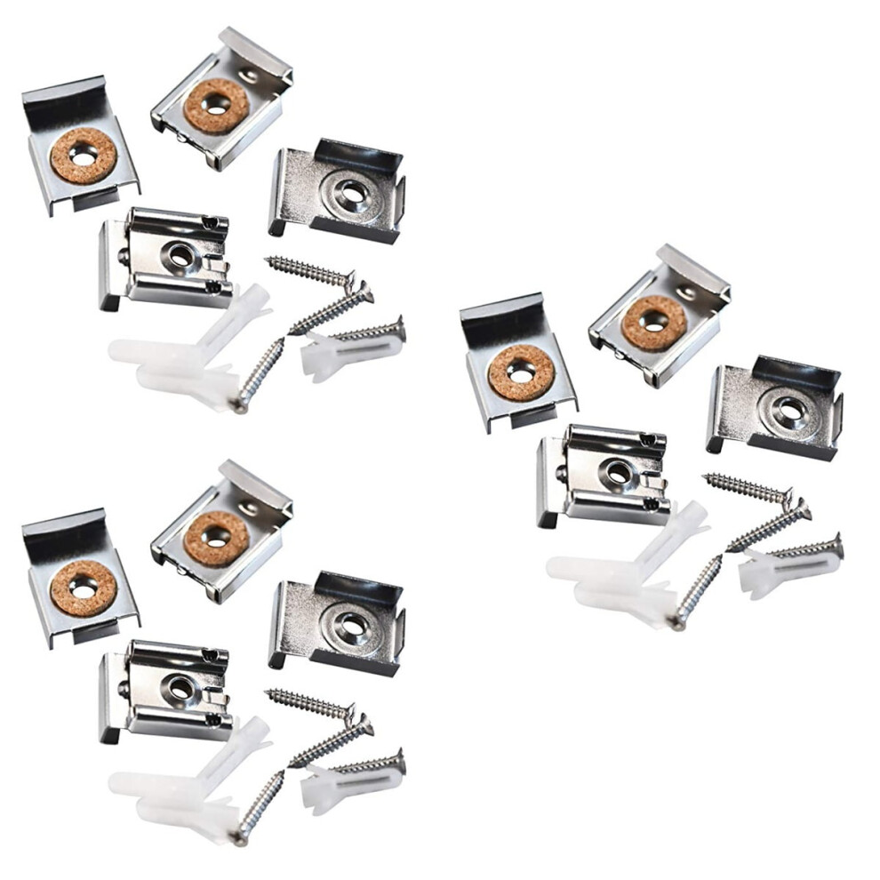 3 Pack Frameless Mirror Hangers Mount Clips Mounting Holder 9027700469945