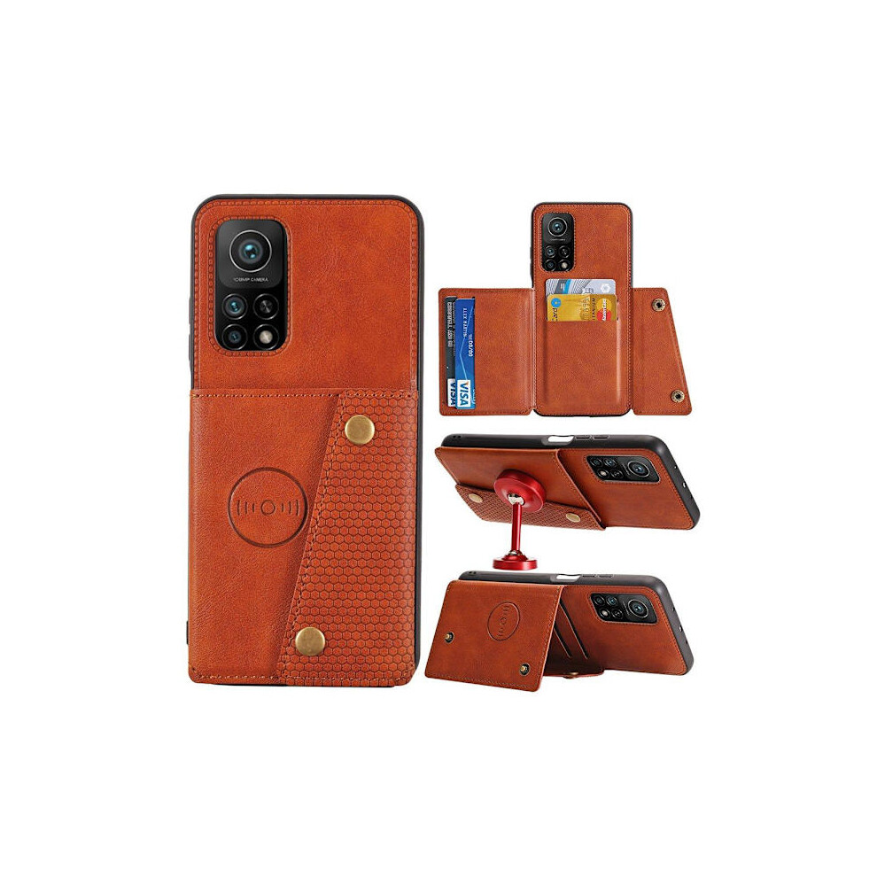 Compatible With Xiaomi Mi 10T Pro - Case With Card Holder Light Brown 9027700469402