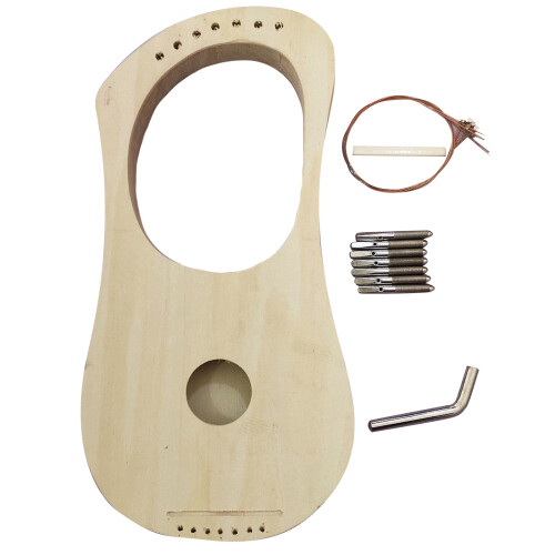 7-String Lyre Harp Ancient Style Lyres Terminalia Wood String Instrument with Carry Bag Extra String Set and Accessories