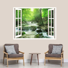 Wall Murals for Bedroom Fake Window Forest Removable Wallpaper Peel and Stick Wall Stickers - 36x48 inches