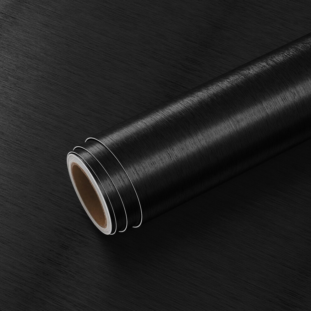 Brushed Black Stainless Steel Contact Paper 32X118 Waterproof Peel And Stick Countertop Vinyl 9070919722578