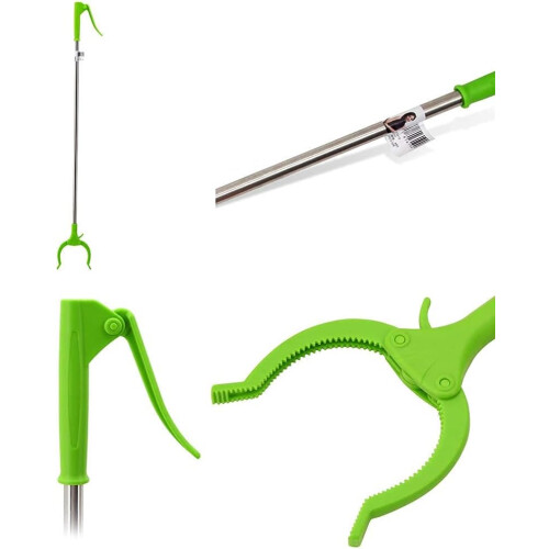 Trash Grabber Long Handle Ergonomic Grip Green Lightweight Garbage Picker Mobility Aid Tool 1PCS 2