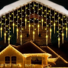 Christmas Icicle Lights Waterproof LED String Lights Warm White 5m Meteor Shower for Outdoor Decor