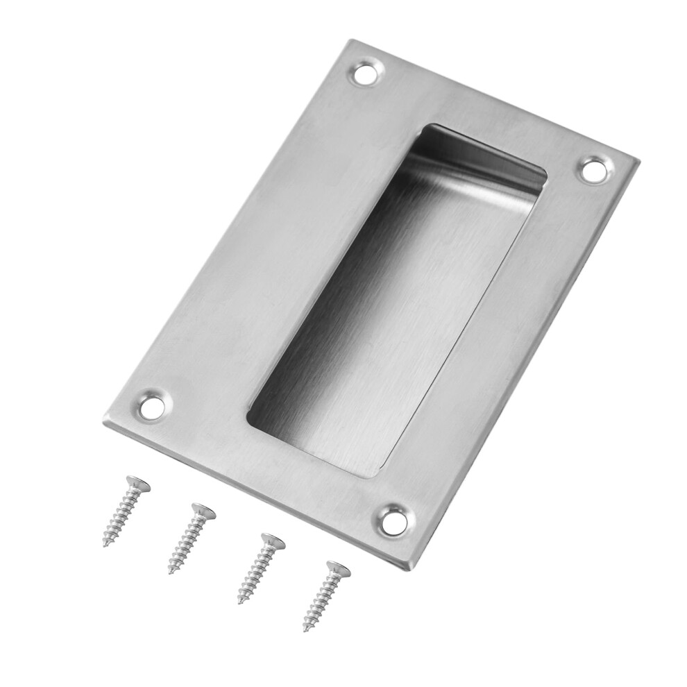 Brushed Nickel Sliding Door Flush Pull Handle, 5X3â¼ Inch Rectangular Concealed Recessed Design 9455672663298