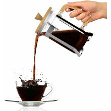 French Press Coffee Maker 8 Cup HeatResistant Borosilicate Glass for Rich Flavor Extraction