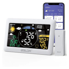 Wireless Weather Station with Indoor Outdoor Temperature Humidity, Alarm Clock, Barometer, Smart App