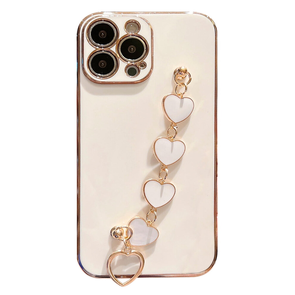 Luxury Cover Compatible With Iphone 14 Case With Love Heart Chain Soft Shiny Tpu Silicone Case Light 9027700476271