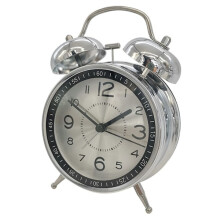 Retro Twin Bell Alarm Silent Alarm Clock Silver